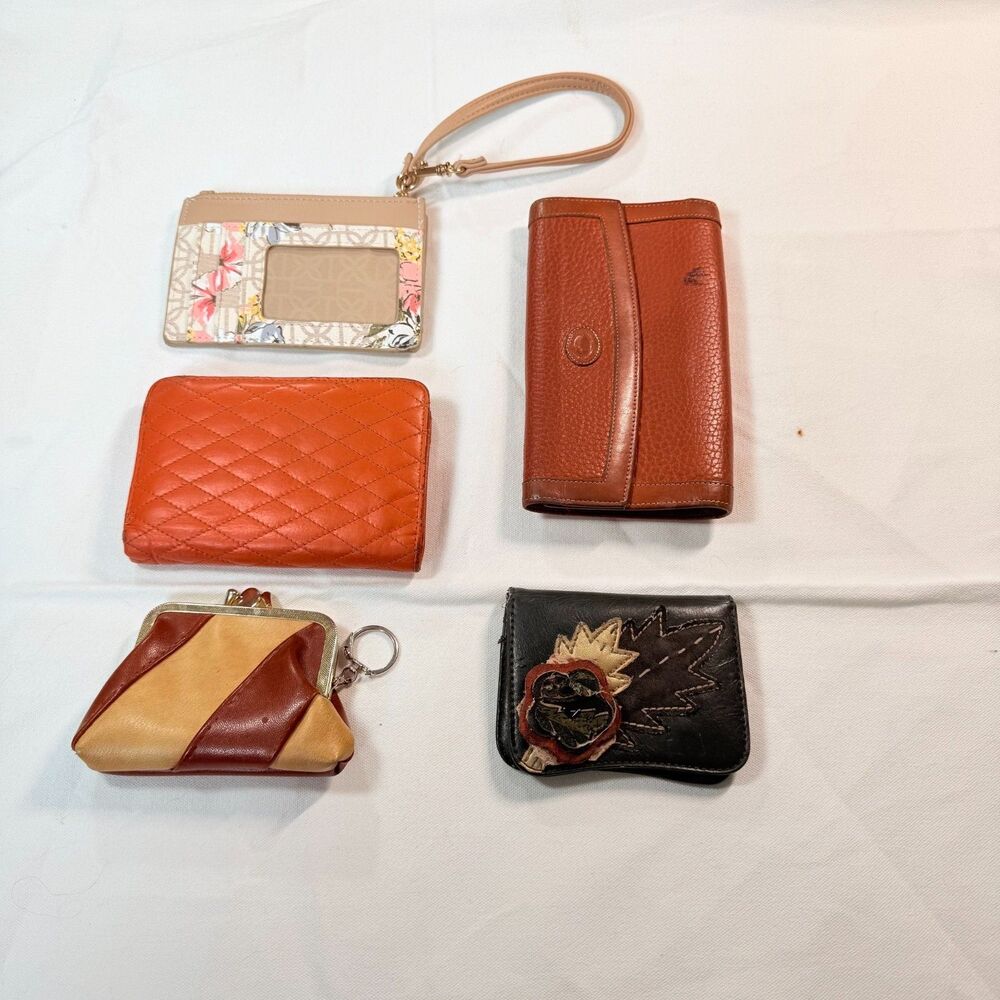 Bundle Lot of 5 Vintage & Modern Wallets -Barneys New York, Wristlet, Coin Purse